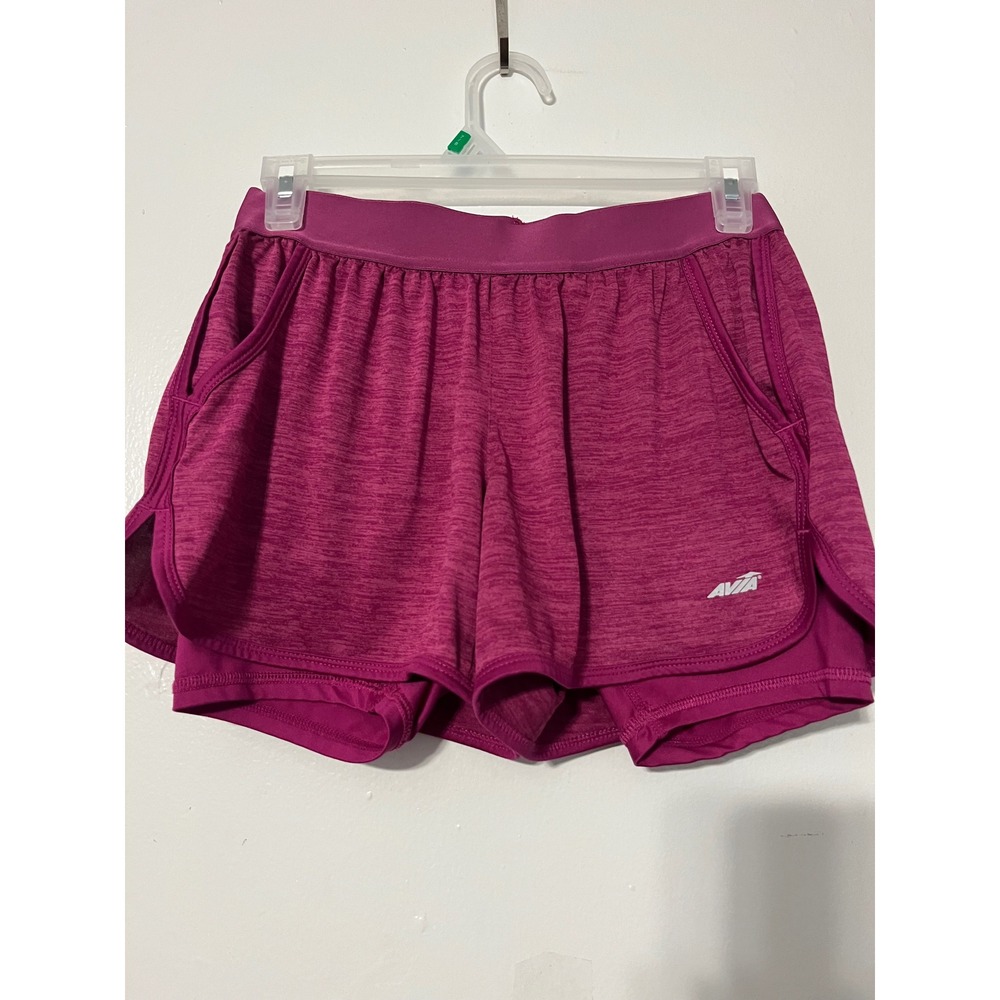 Avia Womens 2-in-1 Running Shorts‎ Magenta Heather Built-in Liner XS AVL18126
